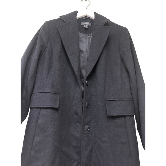 Halogen Size 12 Black Wool Blend Long Heavy Winter Pea Coat Jacket Classic Work - Picture 3 of 13